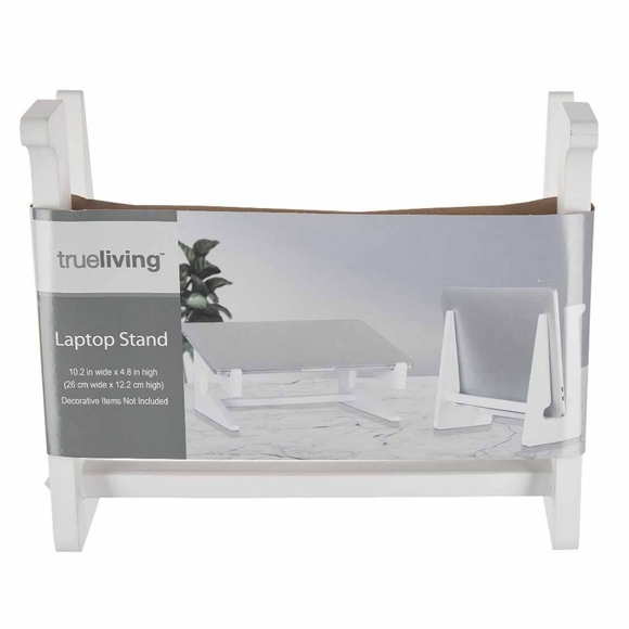 NEW True Living White Wooden Laptop Stand Storage Simplistic Minimalist Office - Picture 1 of 3